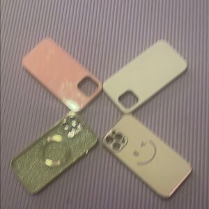 Stylish Phone Case Set - Pink, White, Gold